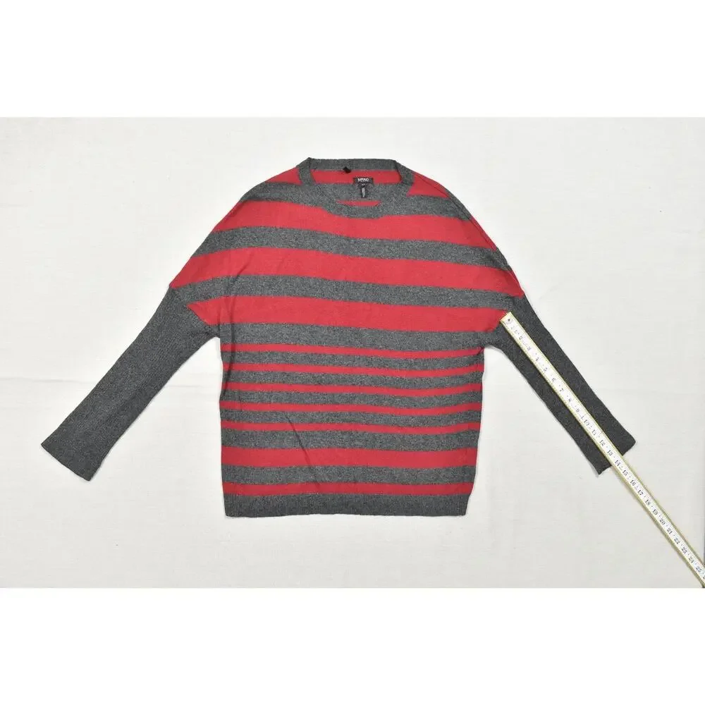 Buffalo David Bitton Small Red Grey Striped Long Sleeve Angora Blend Pullover Sw